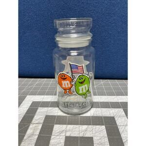 1984 Olympic Games M&M's Glass Jar Canister W/ Lid Anchor Hocking Vintage